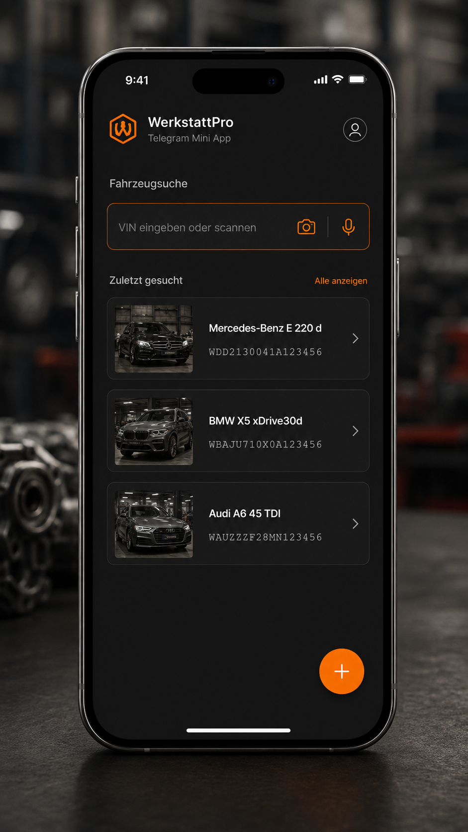 Werkstatt Pro: AI parts catalog in a Telegram Mini App screenshot 1